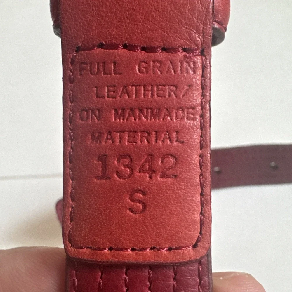 Dockers Red Full Grain Leather Belt Stitched Sz S 1